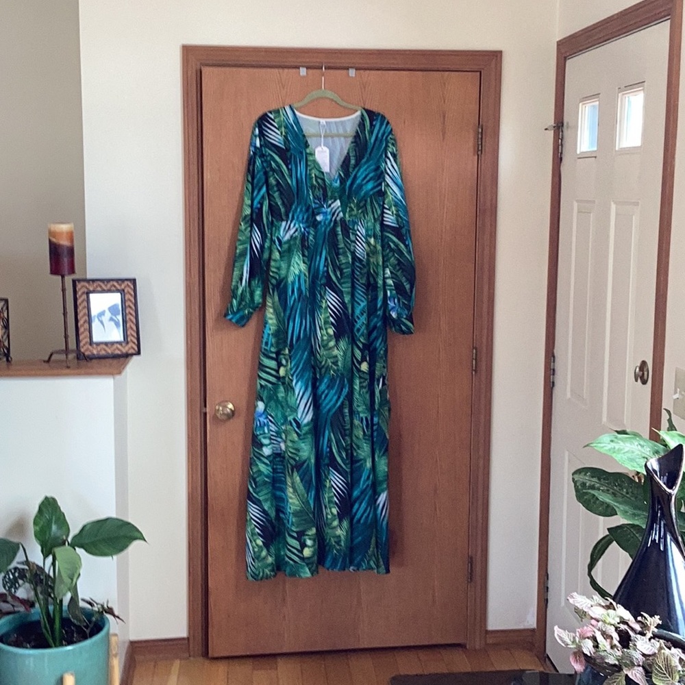 Tropical print maxi dress NWT XXL